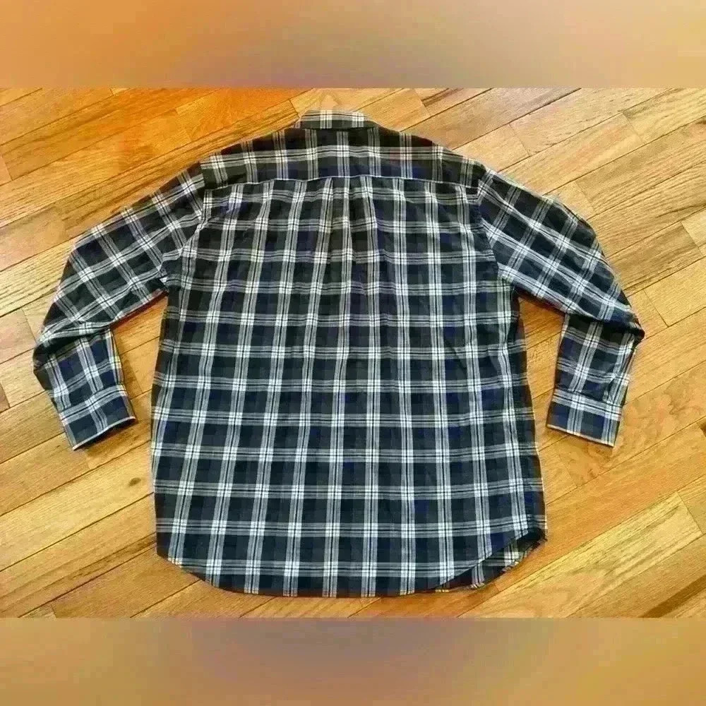 Peter Millar Button Down Shirt Men's Size XXL Blue/Gray Plaid Long Sleeve Pocket - Picture 5 of 11